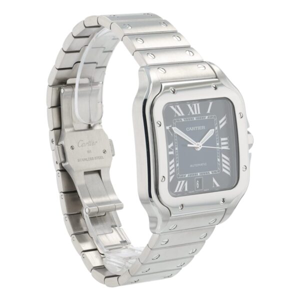 57_0fb47723-3a26-433f-b284-142df33bf5b5 Cartier Santos Stainless Steel Blue Dial 39.8mm Automatic Men’s Watch WSSA0013