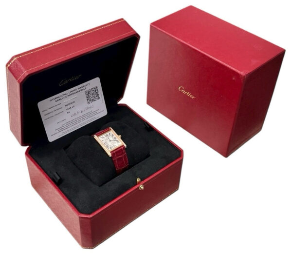 Cartier Tank Louis 18k Rose Gold Silver Dial 33x25mm Manual Wind Watch WJTA0038