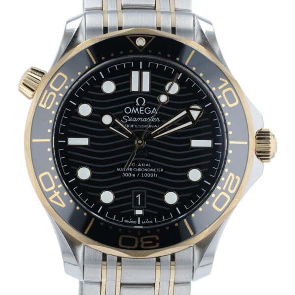 57_2f03b370-64c3-4622-8a26-07eeec2c4c37 Omega Two-Tone Seamaster Black Dial Gold & Steel 42mm Mens 210.20.42.20.01.002