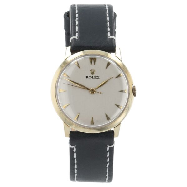 Rolex Vintage Silver Dial 14k Solid Gold 33mm Manual Wind Men’s Watch 3038