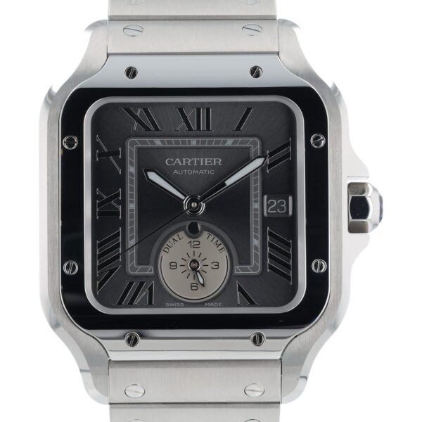 NEW Cartier Santos Dual Time Gray Dial 40mm Automatic Men’s Watch WSSA0076