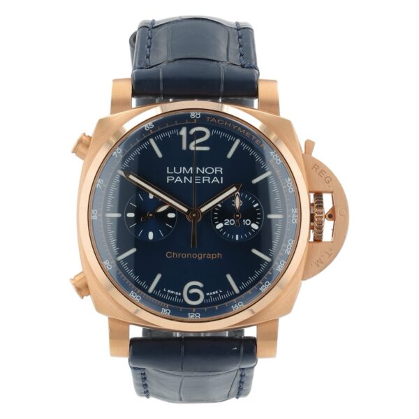 57_456628f2-ebed-4108-8404-b2fe47c0fe57 Panerai Luminor Marina 18k Rose Gold Blue Dial 44mm Automatic Mens PAM01111