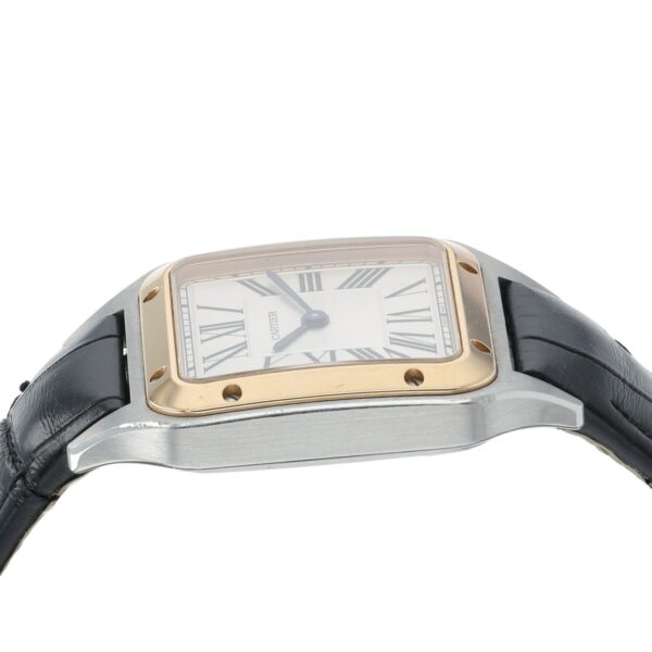 57_499ef9af-2eab-4475-bc64-df6d10150493 Cartier Santos Dumont Silver Dial Rose Gold & Steel 27.5mm Quartz Watch W2SA0012