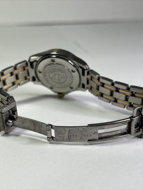 57_6358bd50-9bcc-41cb-843a-8f2de79f60f5 29mm OMEGA Seamaster 120M Steel 18K Gold Bezel Quartz Women’s Date Watch – READ