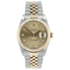 Rolex Datejust Gold & Steel Diamond Champagne Dial 36mm Automatic Mens 16233