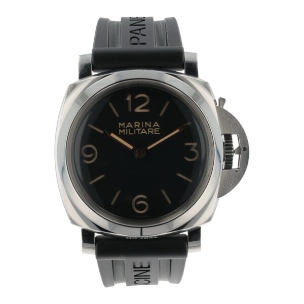 57_76d055e8-e33e-437f-9745-321d6a6cffee Panerai Marina Militare Black Dial Steel 47mm Manual Wind Mens Watch PAM00673
