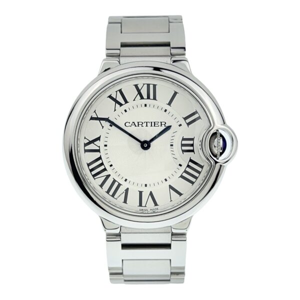 57_9bd00cec-6140-49a6-b13c-fa7d14e9c11e Cartier Ballon Bleu Stainless Steel Silver Dial 36mm Quartz Men’s Watch W69011Z4