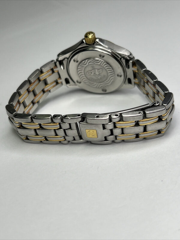 57_a0f68bcf-a0b4-4da5-9509-012cff1136ae 29mm OMEGA Seamaster 120M Steel 18K Gold Bezel Quartz Women’s Date Watch – READ