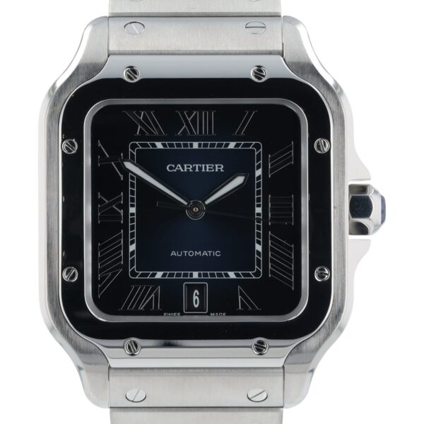 57_a486cdfb-58e4-4f65-a5af-9cb420ba8017 Cartier Santos Stainless Steel Blue Dial 39.8mm Automatic Men’s Watch WSSA0013