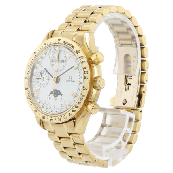 Omega Speedmaster 18k Yellow Gold White Dial 39mm Automatic Mens Watch 175.0034