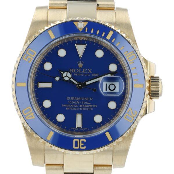 Rolex Submariner Blue Dial 18k Yellow Gold 40mm Automatic Men’s Watch 116618LB