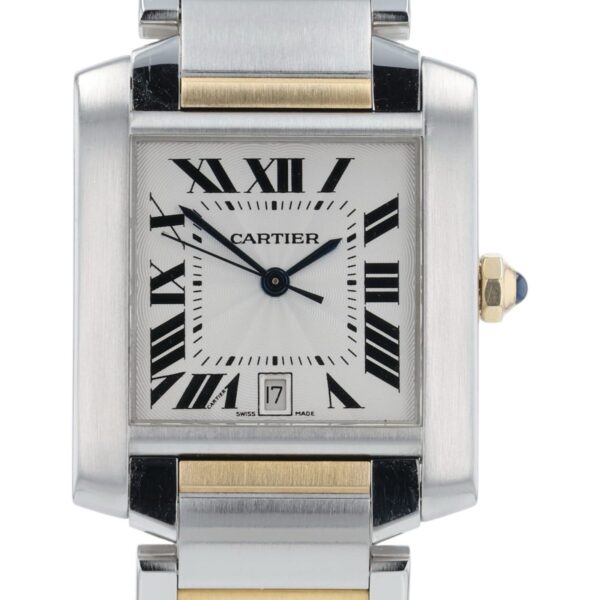 57_e24a997d-5558-4cd8-ab7b-b3c225e76a2e Cartier Tank Francaise Silver Dial Gold & Steel 28mm Automatic Womens W51005Q4